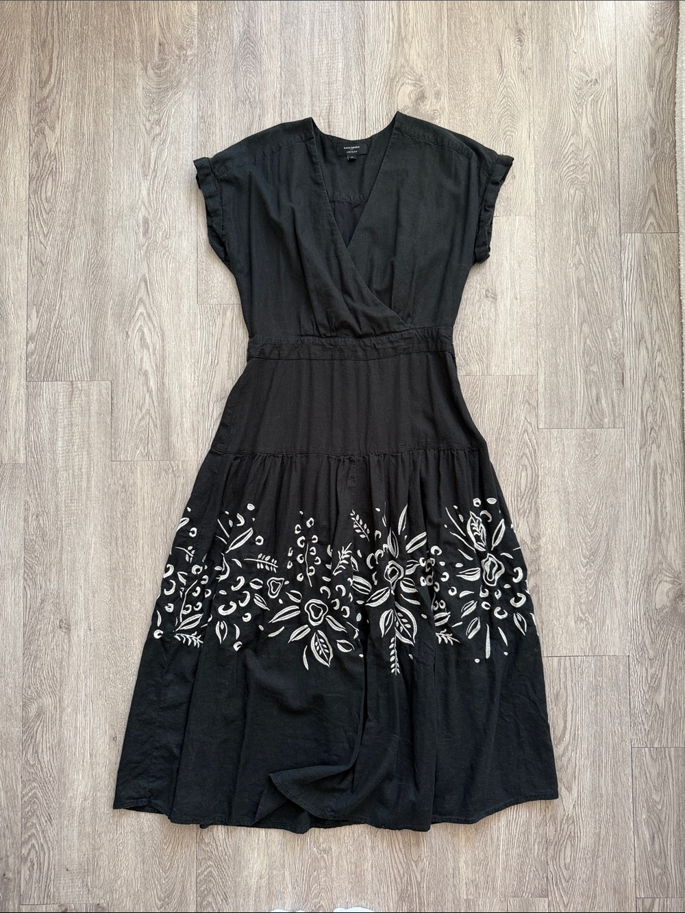 Banana Republic Black Midi Dress with White Floral Band